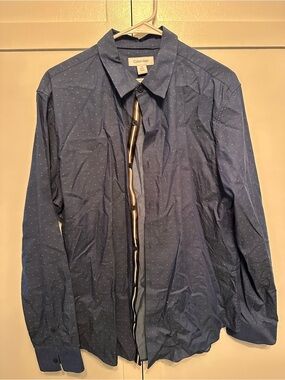 Calvin Klein Men’s Navy Microdot Casual Button-Down Shirt